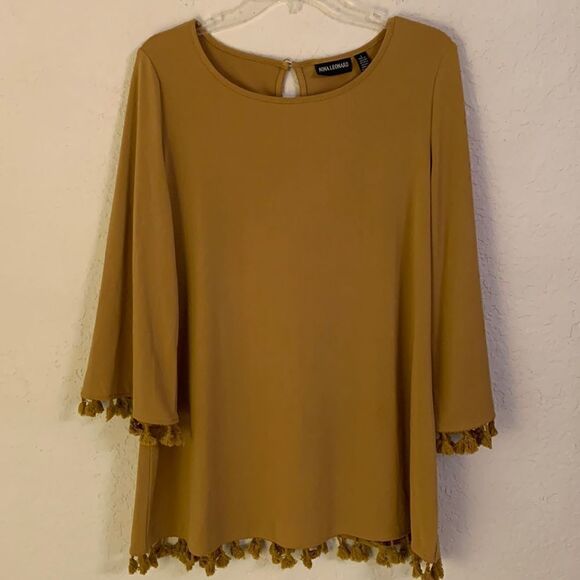 Nina Leonard Long Sleeve Mustard Yellow Tunic Women’s Size L - Picture 1 of 8